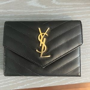 YSL Cassandra Small Envelope Wallet in Black AUTHENTIC